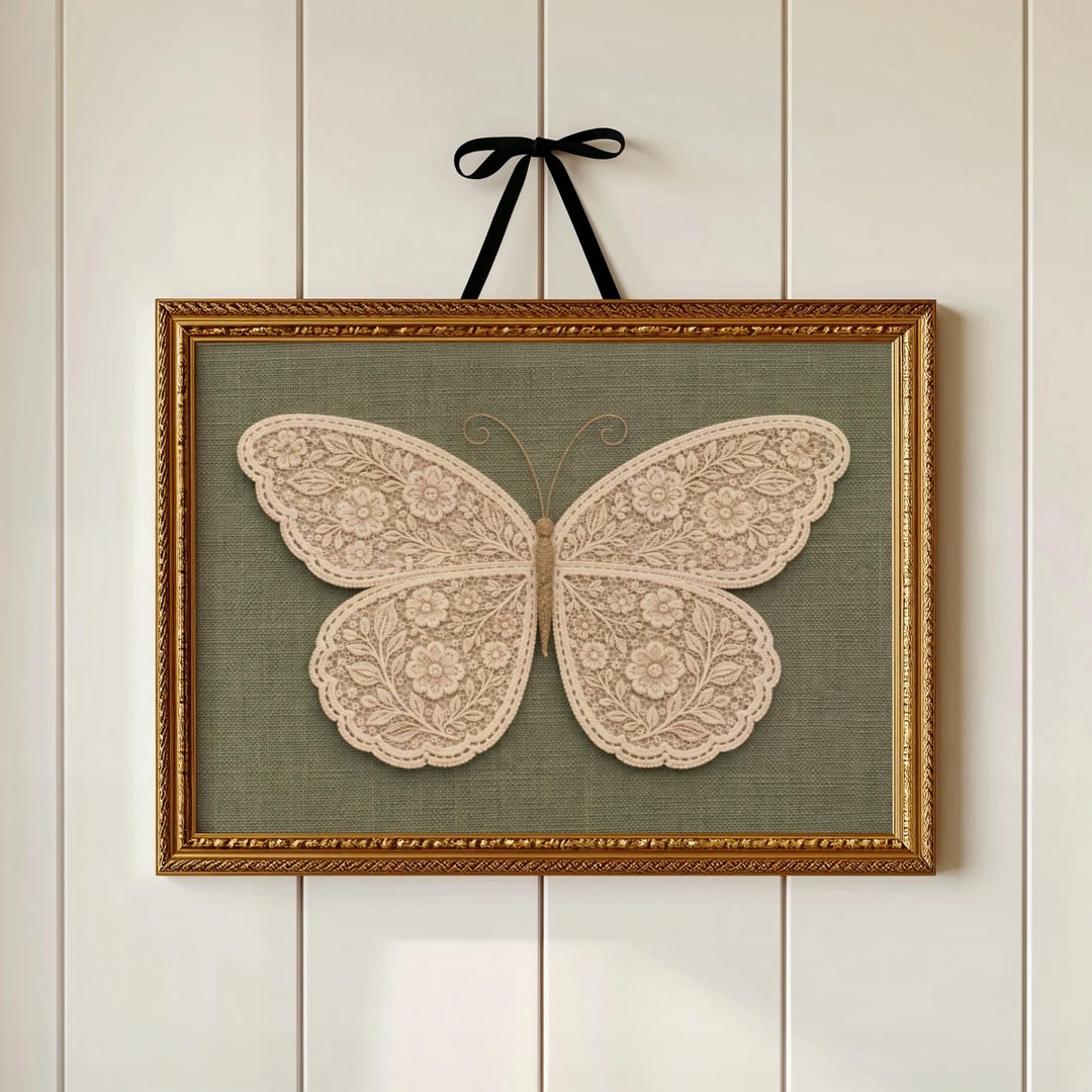 Vintage Lace Butterfly Wall Art | Antique Cottagecore French Country ...