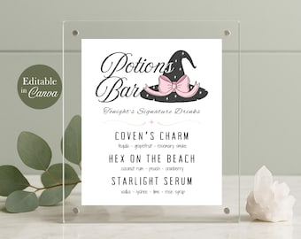 Witch Potion Bar Halloween Bar Sign Template: Printable Drink Menu, Editable Drink Sign (Digital Download)