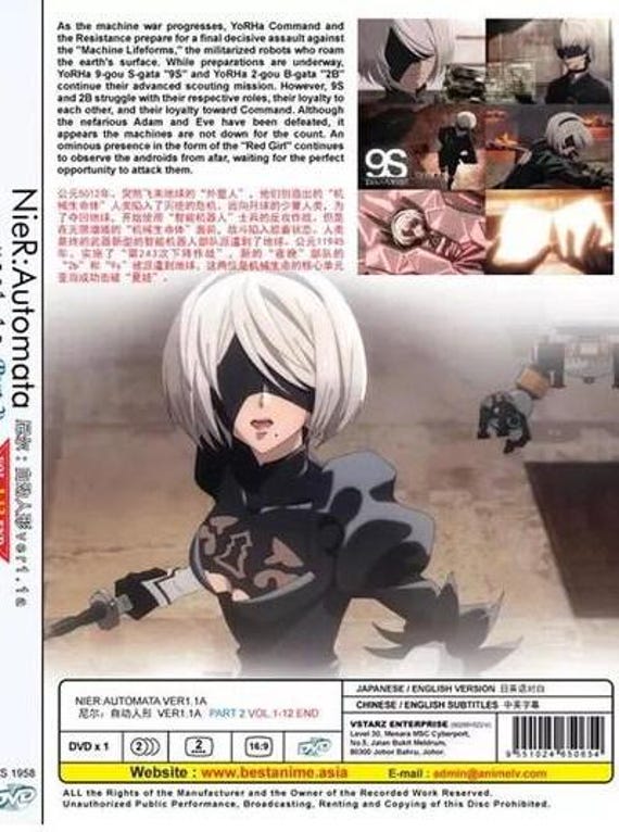 Nier:automata Ver.1.1a Part 2(1-12end) Anime DVD English Dubbed