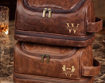 Nécessaire de couro personalizada para homem, presente para padrinhos, nécessaire de viagem, presente de aniversário para ele.