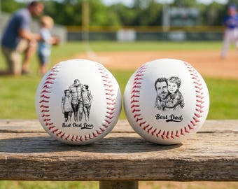 Gepersonaliseerde foto honkbalcadeau voor papa, beste aandenken vader ooit, Vaderdagcadeau van kinderen, aangepast honkbalcadeau