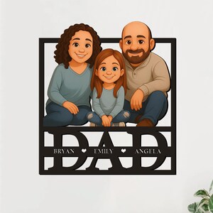 Marco de fotos de madera con nombre de dibujos animados personalizado, letrero con nombre de familia, nombre de niño, regalo para el Día del Padre