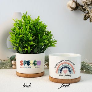 Custom Plant Pot for Speech Therapist – SLP Appreciation Gift – Speech Pathologist or SLPA Name Flower Planter