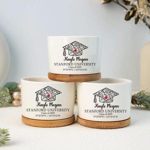 Vaso in ceramica personalizzato per la laurea, regalo per la classe del 2025, mappa del college personalizzata, regalo di laurea per la figlia, decorazione per la laurea