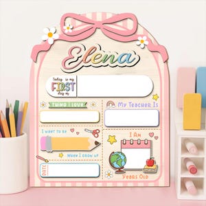 Letrero personalizado para el primer día de clases: pizarra reutilizable para fotos de regreso a clases o guarderías.