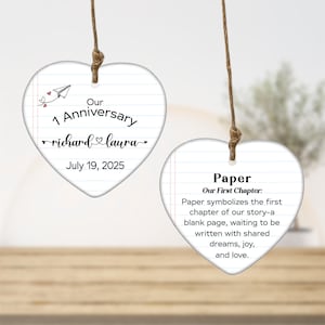 Custom Paper 1st Anniversary Ornament – Personalized One Year Wedding Gift – Traditional Paper Anniversary Keepsake – Gift for Husband Wife