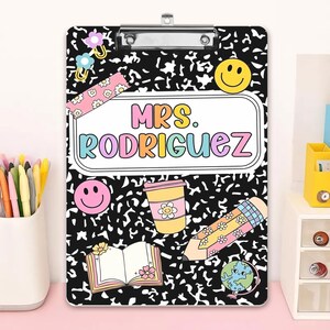 Personalized Teacher Clipboard, Custom Composition Clipboard with Name, Back to School Gift, Teacher Gift, Desk Accessory.