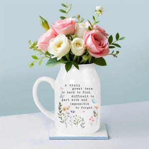 Employee Thank You Gift Ceramic Vase – Personalized Team Flower Vase for Coworker Appreciation, Office Decor