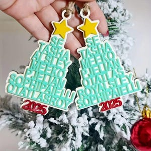Custom Acrylic Christmas Tree Ornament – Personalized Holiday Decoration –Family Name Ornament – Christmas Gift Tag – Tree Shaped Keepsake