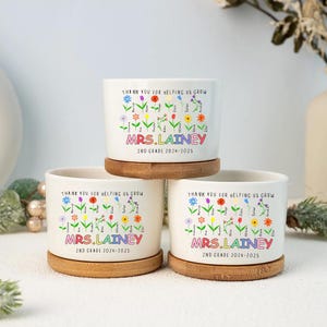 Maceta de flores personalizada para profesor con nombre de estudiante, regalos personalizados de agradecimiento para el profesor, regalo de agradecimiento para el profesor