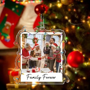 Custom Family Photo Ornament – Personalized Acrylic Christmas Ornament with Text