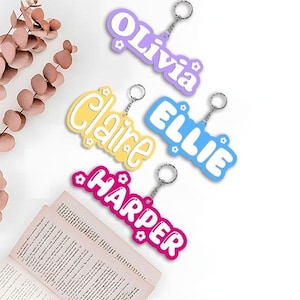 Personalized Backpack Name Tag for Kids Cute Keychain for Girls Back to School Gift Diaper Bag Tag Lunch Box Name Label Charm