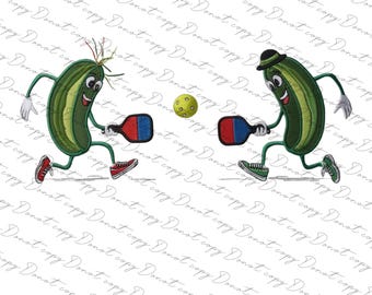 Fun and Playful Pickles Playing Pickleball Pickleball Pickle Embroidery Design Perfect for Sports Lovers Digital Embroidery