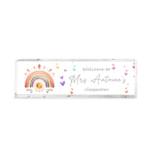 Custom Teacher Desk Name Plate, Acrylic Block Desk Sign, Teacher Appreciation Gift, Back to School Teacher Gifts