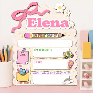 Letrero personalizado para el primer día de clases, reutilizable, para regreso a clases, para jardín de infantes, personalizado, accesorio para fotos