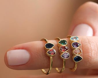Personalized Birthstone Ring for Mom Mothers Ring 2,3,4,5,Stone,Birthstone Ring for Mom, Birthstone Jewelry,Personalized Jewelry