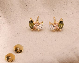 Custom Leaf  Birthstone Earrings, Daily Earring, Diamond Dangle Earrings, Birthday Gift, Grandma Gift for Mom, Christmas Gift for Her