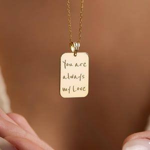 Custom Handwriting Necklace - 14k Gold Engraved Signature Pendant - Personalized Handwriting Necklace - Sterling Silver Memorial Jewelry