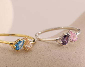 Angepasste Familie Birthstone Ring, Stapelbarer Birthstone Ring, Zarter Birthstone Schmuck für jeden Tag, Muttertagsgeschenk, Brautjungfer Geschenk