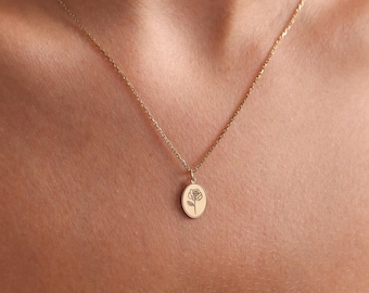 Sterling Silver Birth Flower Necklace: Wildflower Memorial Jewelry