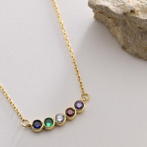 Family Birthstone Necklace: 14K Gold & Sterling Silver, Personalized Jewelry