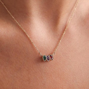 14K Gold Family Birthstone Necklace: Personalized Jewelry Gift