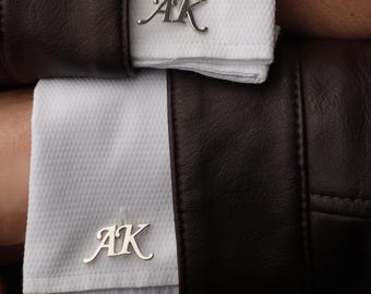 Gemelos con nombre personalizado - Gemelos personalizados - Gemelos de boda para novios - Regalo para padrinos de boda - Gemelos con iniciales - Gemelos de plata de ley