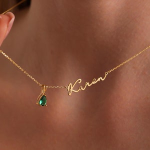 Personalized Name Necklace With Birthstone, Silver Birthstone Name Necklace, Custom Name Necklace,Gift For Her,Christmas gift