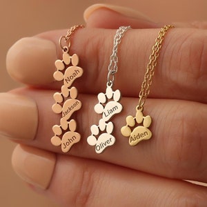 Personalized Paw Print Name Necklace: Sterling Silver Pet Memorial