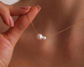 新品未使用　♡ UND 2WAY LONG PEARL NECKLACE♡ Minimalist Freshwater Pearl Necklace, Sterling Silver 2