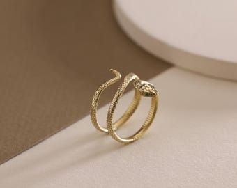 Anillo de serpiente de oro, plata de ley 925, anillo de serpiente, joyería de brujería, regalo para ella, regalo de Navidad, regalo del día de la madre
