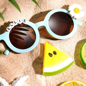 Daisy Sunglasses For Girls, Customized Floral Sunglasses  For Kids, Toddler Girls Summer Fashion, Shades With Custom Name, Flower Girl Gifts