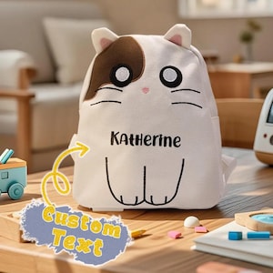 Kids Bag Pack With Custom Name, Customized Cat Bag Pack For Kids And Toddlers, Personalized School Bag Pack, Pre School Bag Pack For Kids