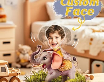 Personalized Acrylic Kids Face Animal, Shaking Head Standee, Kids Room Decor, Gifts For Kids, Custom Animals Figurines, Animals Lover Gift
