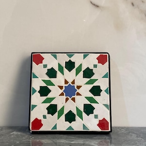 Handmade Moroccan Zellige Tile – Geometric Star Ceramic Wall Decor