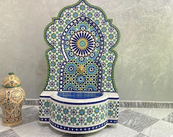Fuente de pared de mosaico marroquí hecha a mano: Fuente de agua de azulejos personalizada