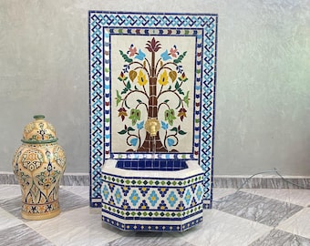 Fuente de mosaico marroquí hecha a mano: Árbol de la Vida
