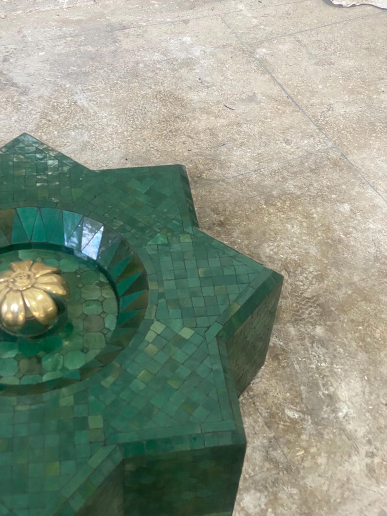 handmade-moroccan-zellige-star-fountain-green-mosaic-with-brass-etsy