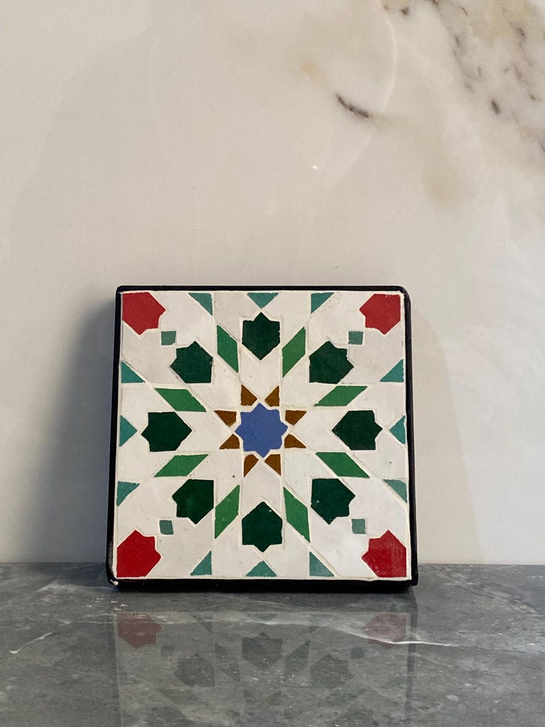 Handmade Moroccan Zellige Tile – Traditional Geometric Star Pattern ...