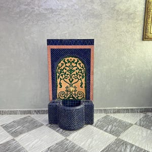 Mosaik-Brunnen Life Tree für Drinnen & Draußen - Handgemachter Mosaik-Trinkbrunnen - Mid Century Gartenbrunnen