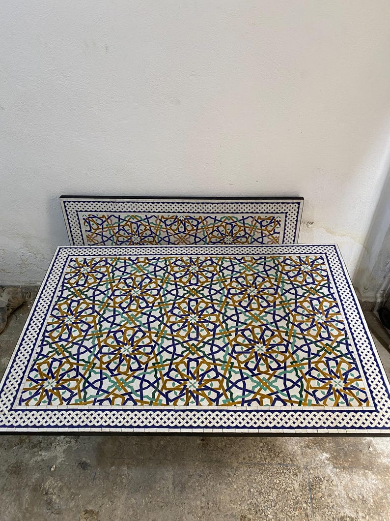 Zellige Design Numeric Handcrafted Moroccan Zellige Mosaic Wall Panel, Traditional Star ...