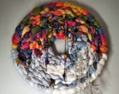 Be The Rainbow Circular Tapestry Weaving with Handspun Yarn 28 inch diameter