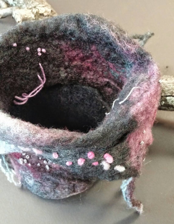 Items similar to Wet-Felted Sculptural Vessel - Decorative - Shades of ...