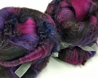 Art Batt- Wool and Silk "Grapes of Wrath" Purple Blend for Yarn Spinning 67g/2.4oz.