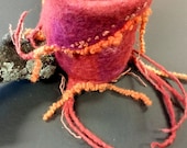 SALE: Felted Sculptural Vessel - Orange and Red