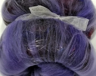 Art Batt- Wool and Silk "Purple People Eater" Blend for Yarn Spinning 28g/1.0oz.