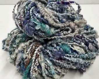 Art Yarn- Blue Handspun Wool Blend: "Blue Ice"