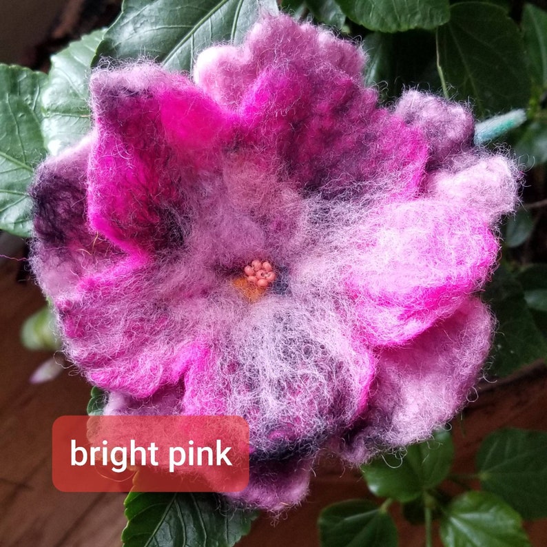 Flower Pin Wet Felted Wool Flowers with Pin Back image 6