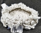 Shirt-Waste Sculptural Vessel, Crocheted - White
