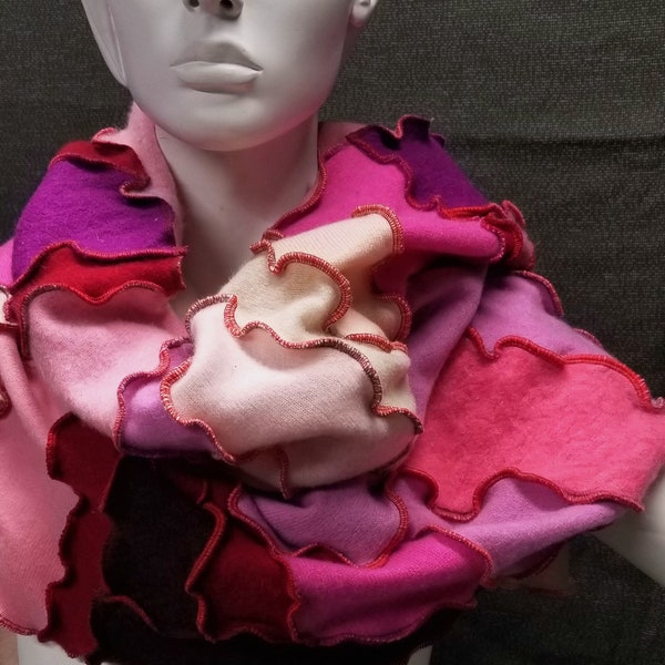 Women's Salvaged Cashmere Scarf/Shawl - Pretty in Pinks